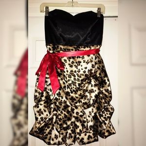 A. Byer Formal Black & Leopard Mini Dress